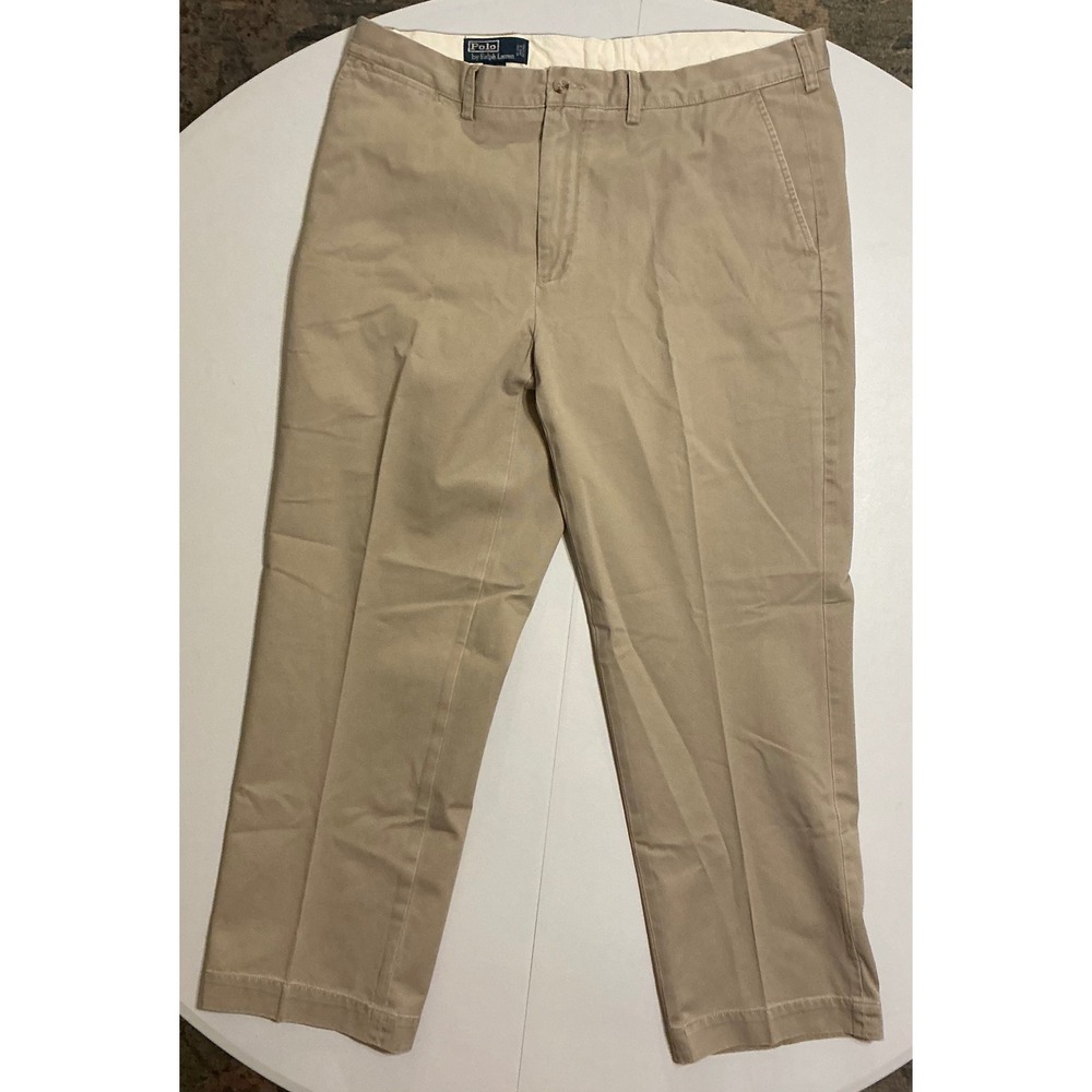 Polo Ralph Lauren Preston Pant Mens 38x30 Khaki Chinos Tan Cotton Twill Preppy